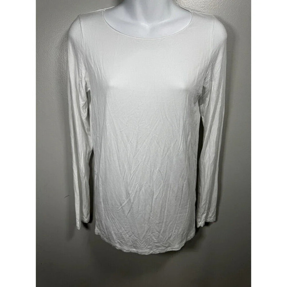 Majestic Paris Neiman Marcus Womens Soft Touch Long-Sleeve Top Sz 4 US Lg White - Picture 1 of 7